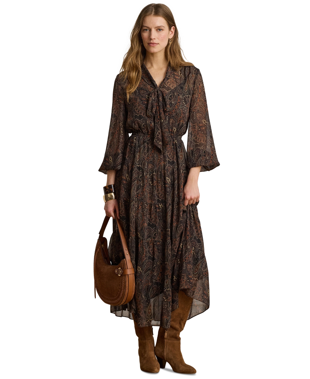 Lauren Ralph Lauren Women’s Long-Sleeve Flare Dress – Black Multi Lauren Ralph Lauren Women’s Long-Sleeve Flare Dress – Black Multi