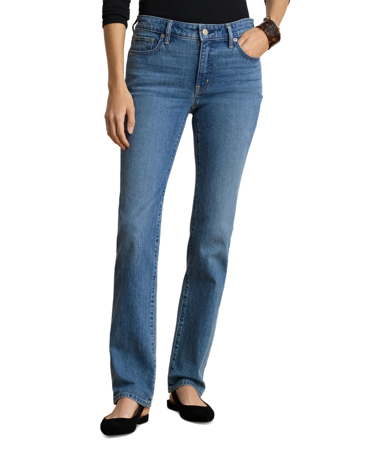 Lauren Ralph Lauren Women’s Mid-Rise Slim Straight Jeans – Atlantic Blue Wash