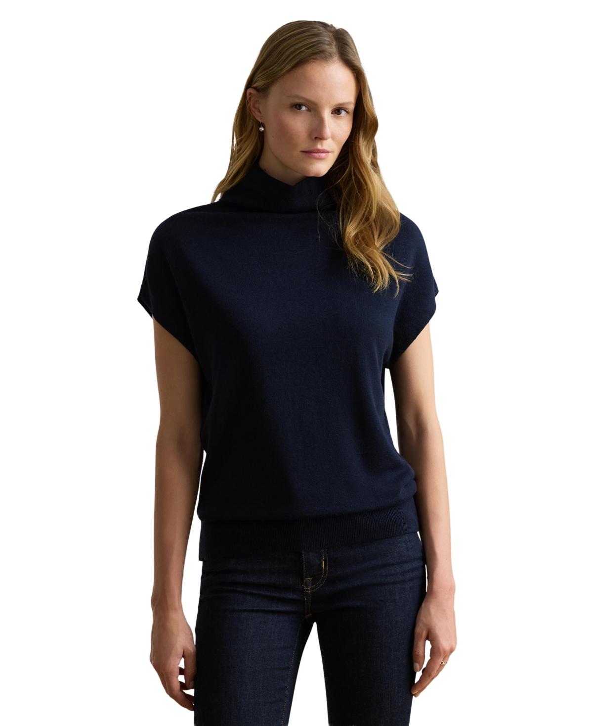 Lauren Ralph Lauren Women’s Mock Neck Cap-Sleeve Sweater – Lauren Navy Lauren Ralph Lauren Women’s Mock Neck Cap-Sleeve Sweater – Lauren Navy