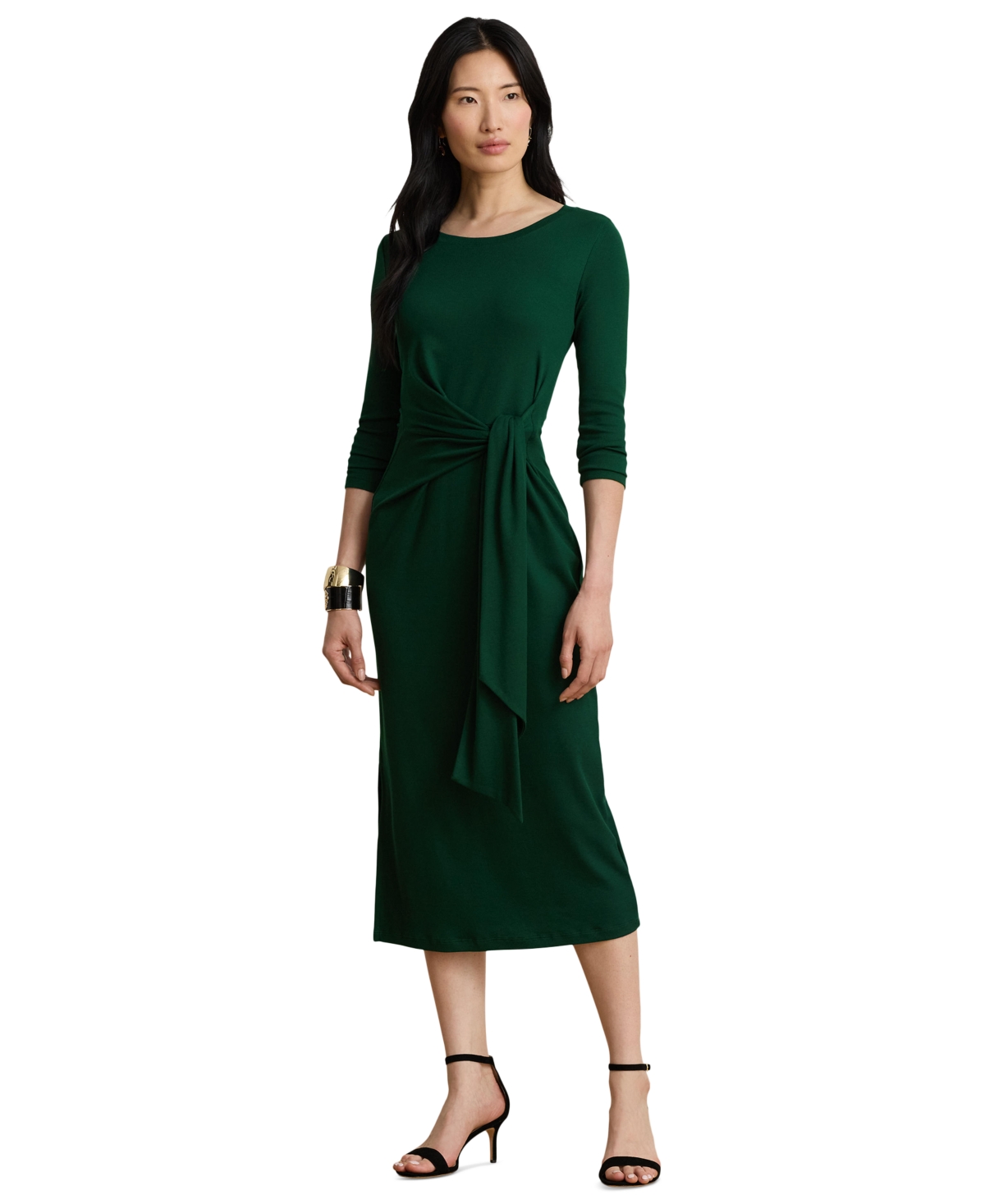 Lauren Ralph Lauren Women’s Rib-Imalah-Long Tie-Front Cotton-Blend Midi Dress – Moss Agate Lauren Ralph Lauren Women’s Rib-Imalah-Long Tie-Front Cotton-Blend Midi Dress – Moss Agate