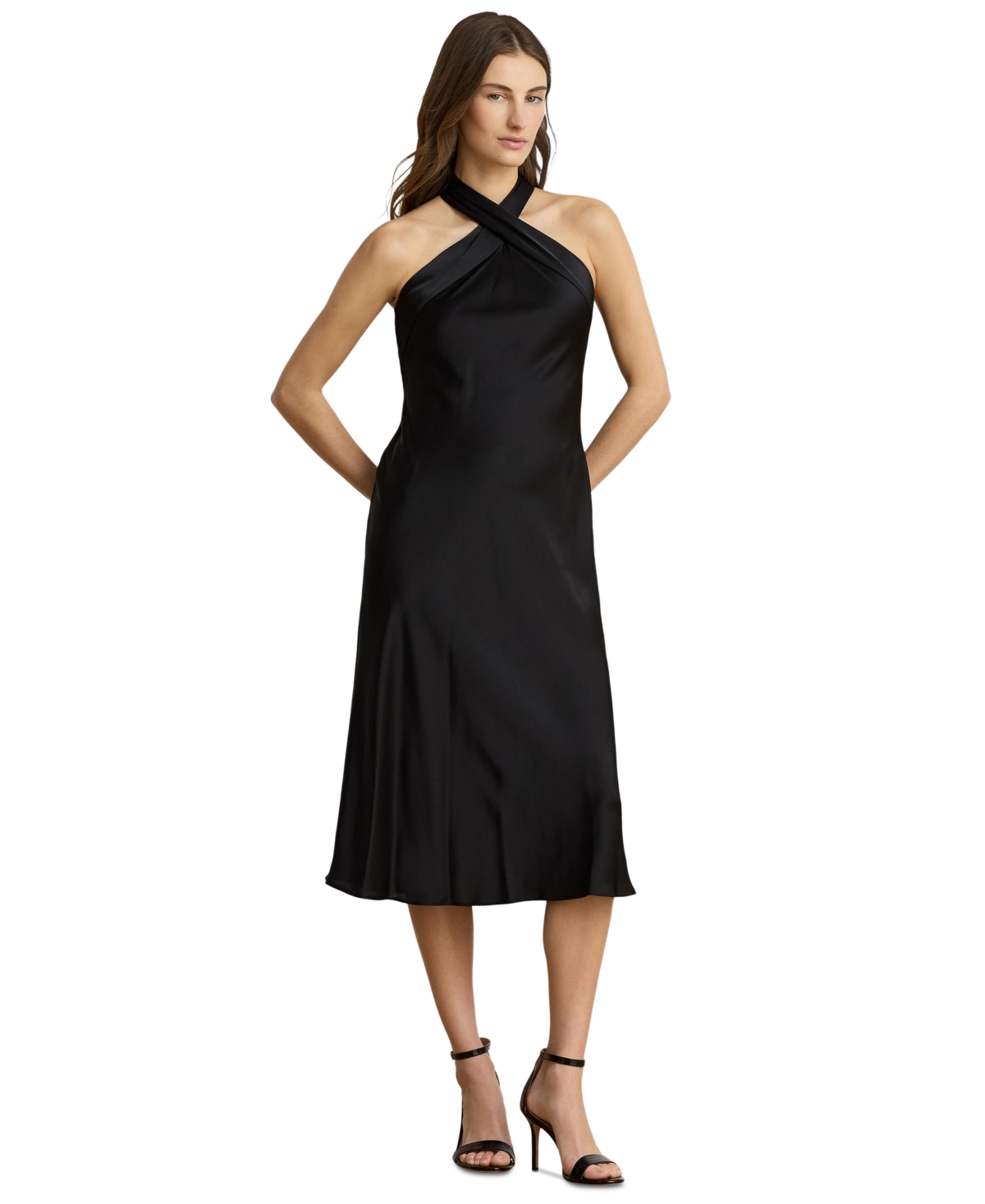 Lauren Ralph Lauren Women’s Tie-Back Charmeuse Halter Cocktail Dress – Black Lauren Ralph Lauren Women’s Tie-Back Charmeuse Halter Cocktail Dress – Black