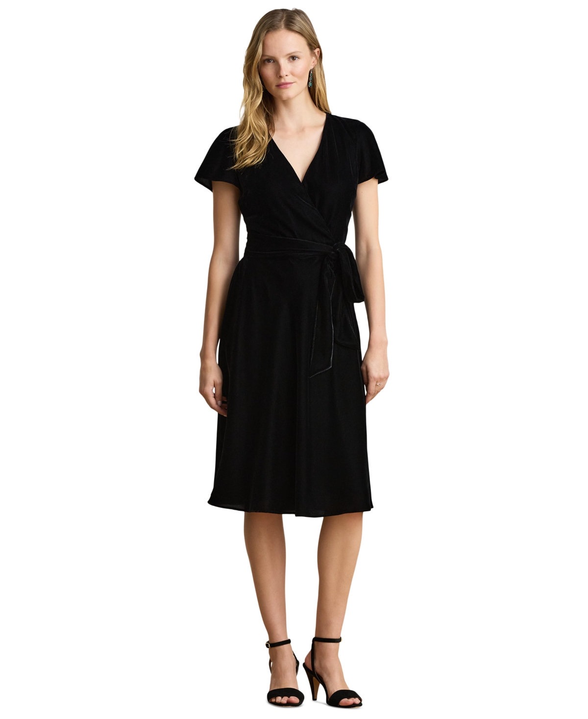 Lauren Ralph Lauren Women’s Velvet Surplice Midi Dress – Black Velvet Lauren Ralph Lauren Women’s Velvet Surplice Midi Dress – Black Velvet