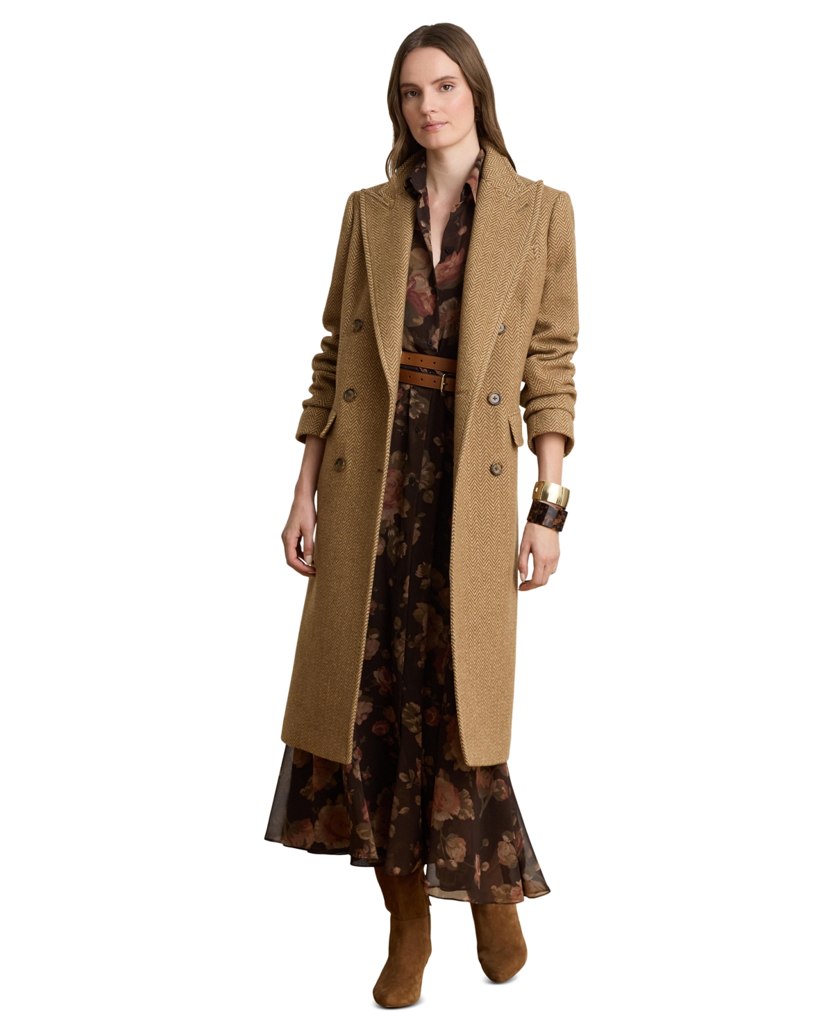 Lauren Ralph Lauren Women’s Wool-Blend Double-Breasted Herringbone Coat – Brown/tan Multi Lauren Ralph Lauren Women’s Wool-Blend Double-Breasted Herringbone Coat – Brown/tan Multi