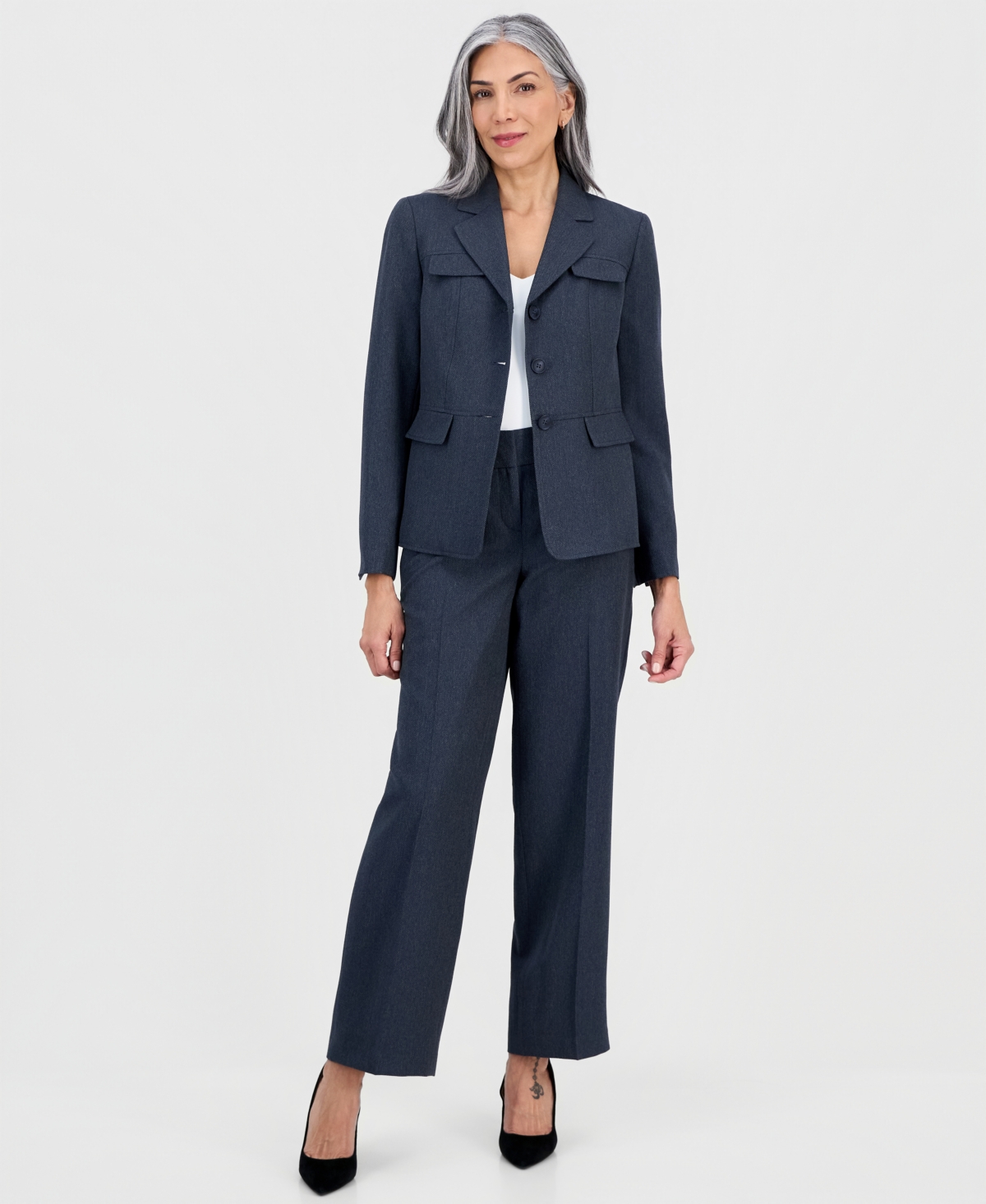 Le Suit Women’s Notch-Lapel Button-Front 2 Piece Pantsuit, Regular & Petites – Midnight Navy Multi Le Suit Women’s Notch-Lapel Button-Front 2 Piece Pantsuit, Regular & Petites – Midnight Navy Multi