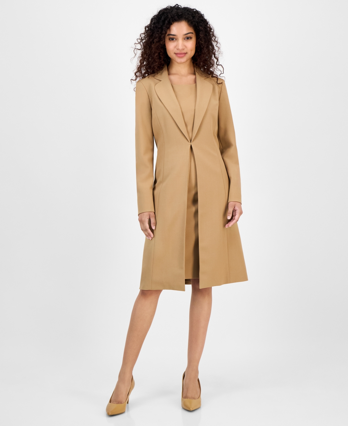Le Suit Women’s Topper Jacket & Sleeveless Dress Suit Set, Regular & Petite – Camel Le Suit Women’s Topper Jacket & Sleeveless Dress Suit Set, Regular & Petite – Camel