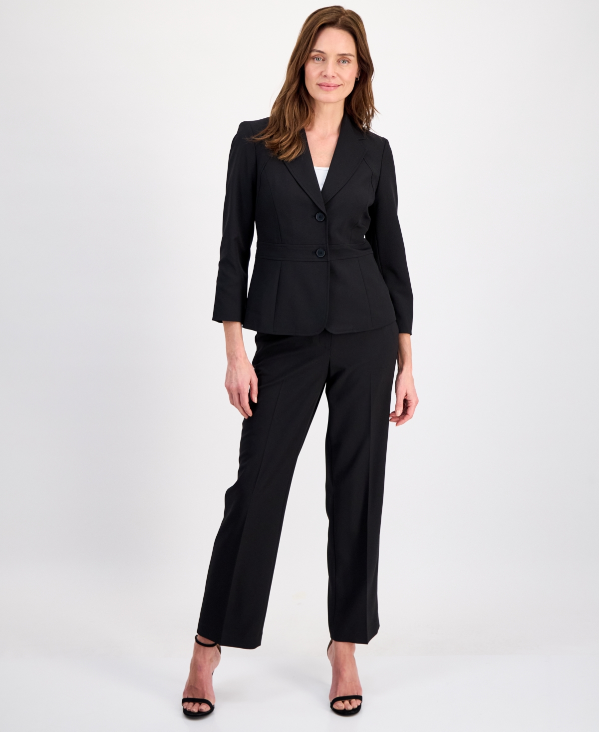 Le Suit Women’s Two-Button Waist-Inset 2 Piece Pantsuit – Black Le Suit Women’s Two-Button Waist-Inset 2 Piece Pantsuit – Black