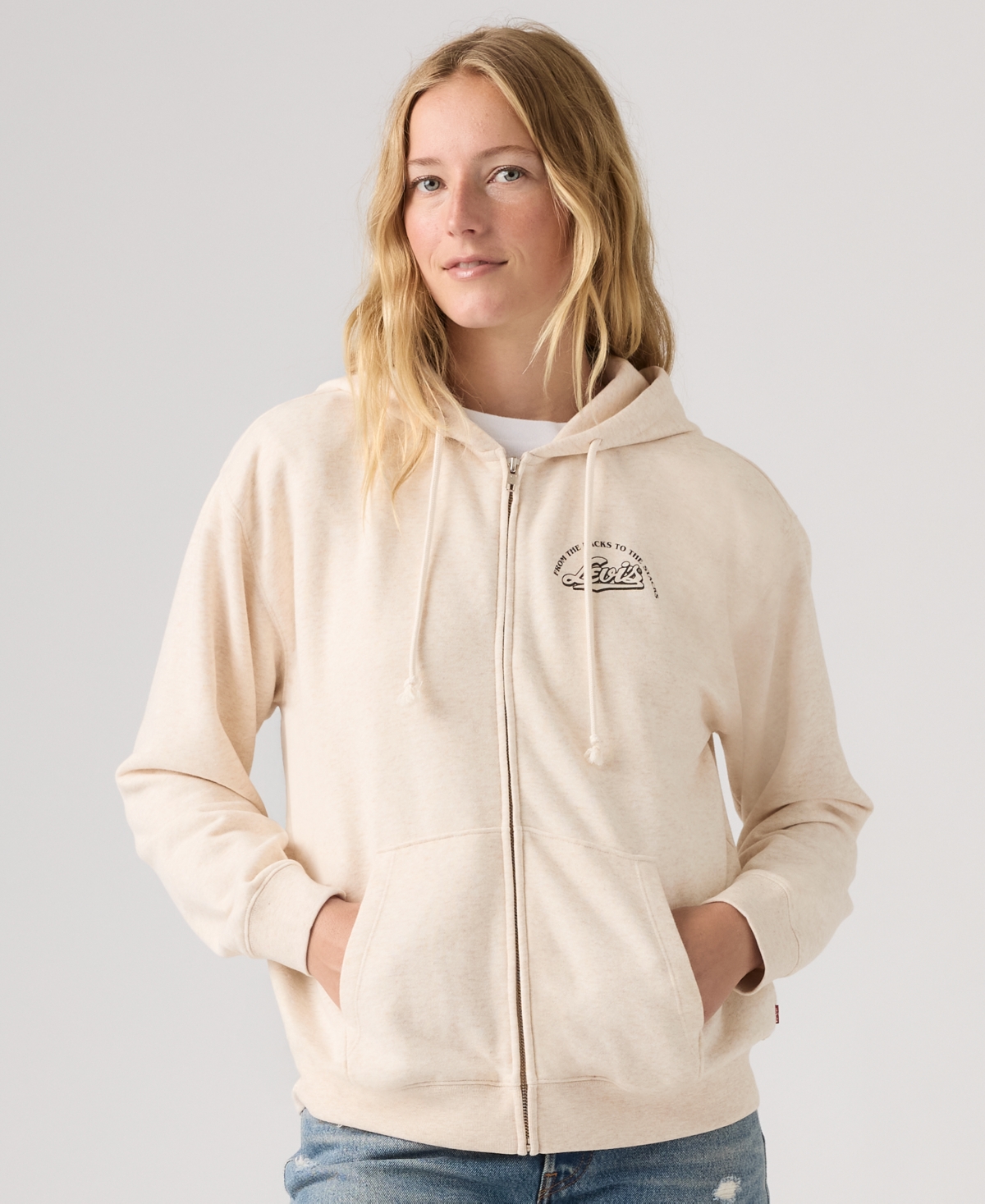 Levi’s Women’s Everyday Zip-Up Hoodie – Batwing Turntable Oatmeal Heather Gray Levi’s Women’s Everyday Zip-Up Hoodie – Batwing Turntable Oatmeal Heather Gray