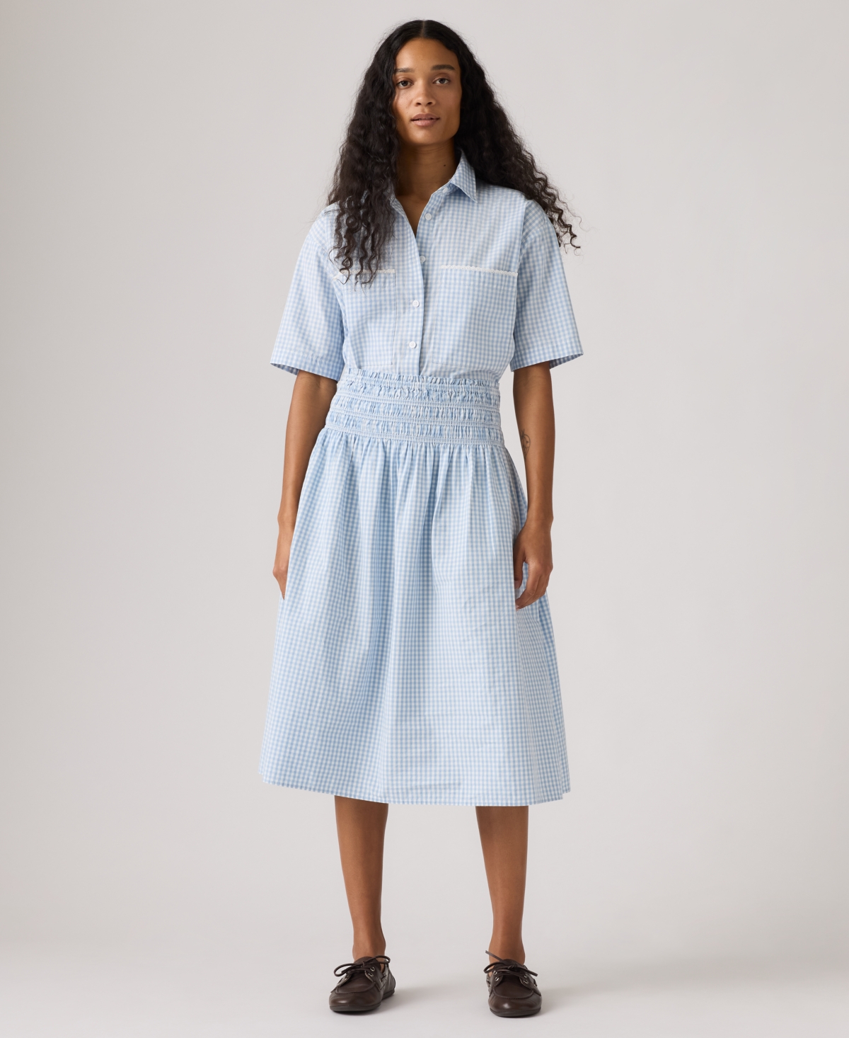 Levi’s Women’s Mid-Rise Everdeen Midi Skirt – Shelly Check Glacier Lake Cloud Dancer Levi’s Women’s Mid-Rise Everdeen Midi Skirt – Shelly Check Glacier Lake Cloud Dancer