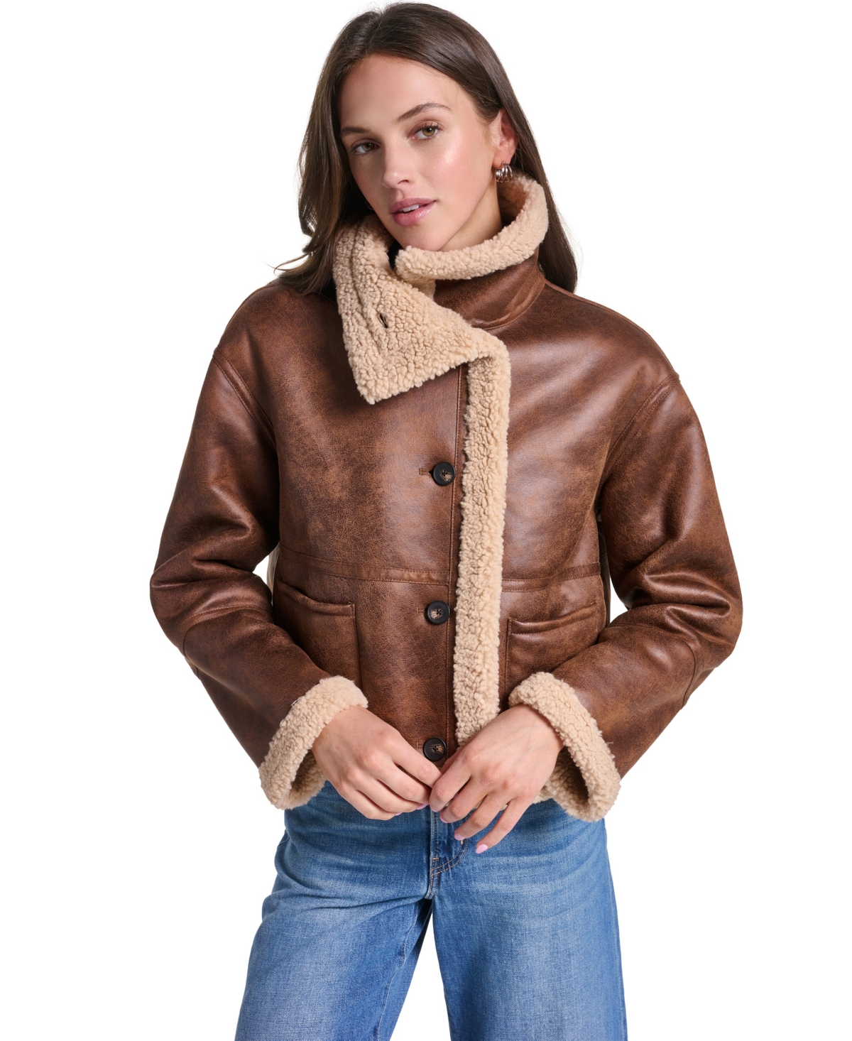 Levi’s Women’s Reversible Faux Shearling Jacket – Brown/sesame Levi’s Women’s Reversible Faux Shearling Jacket – Brown/sesame