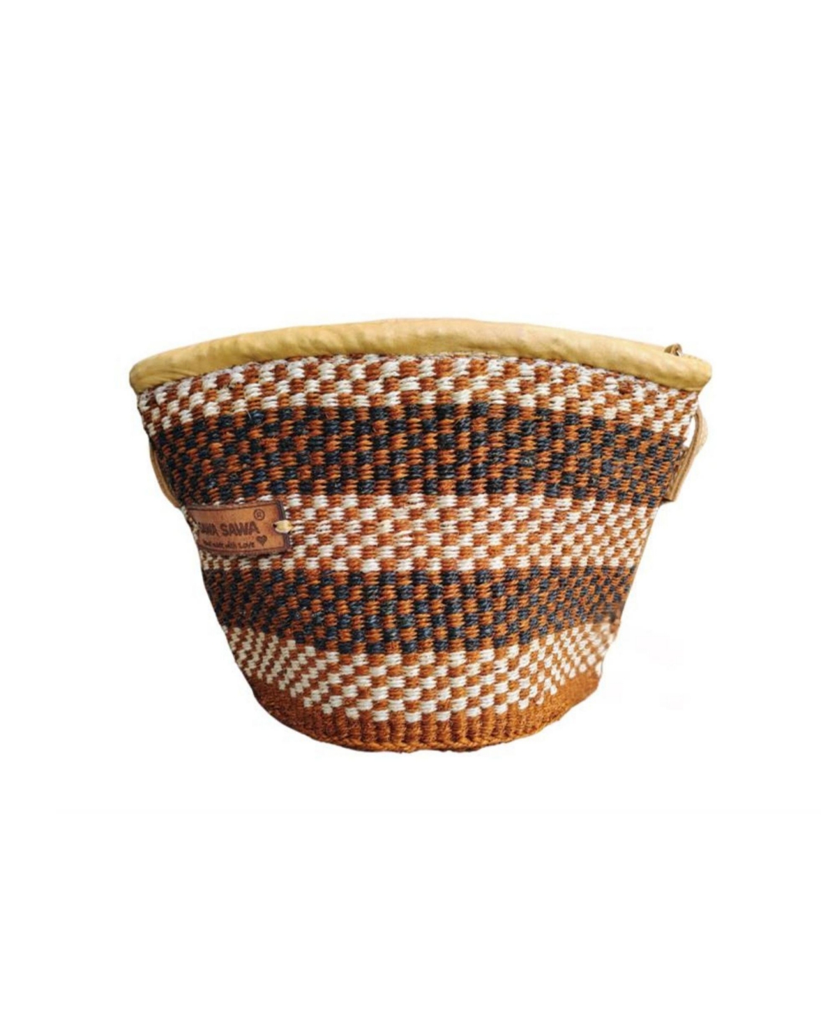 Life Damier Pattern Handwoven Sisal Straw Crossbody Shoulder Bag – Brown and White Life Damier Pattern Handwoven Sisal Straw Crossbody Shoulder Bag – Brown and White