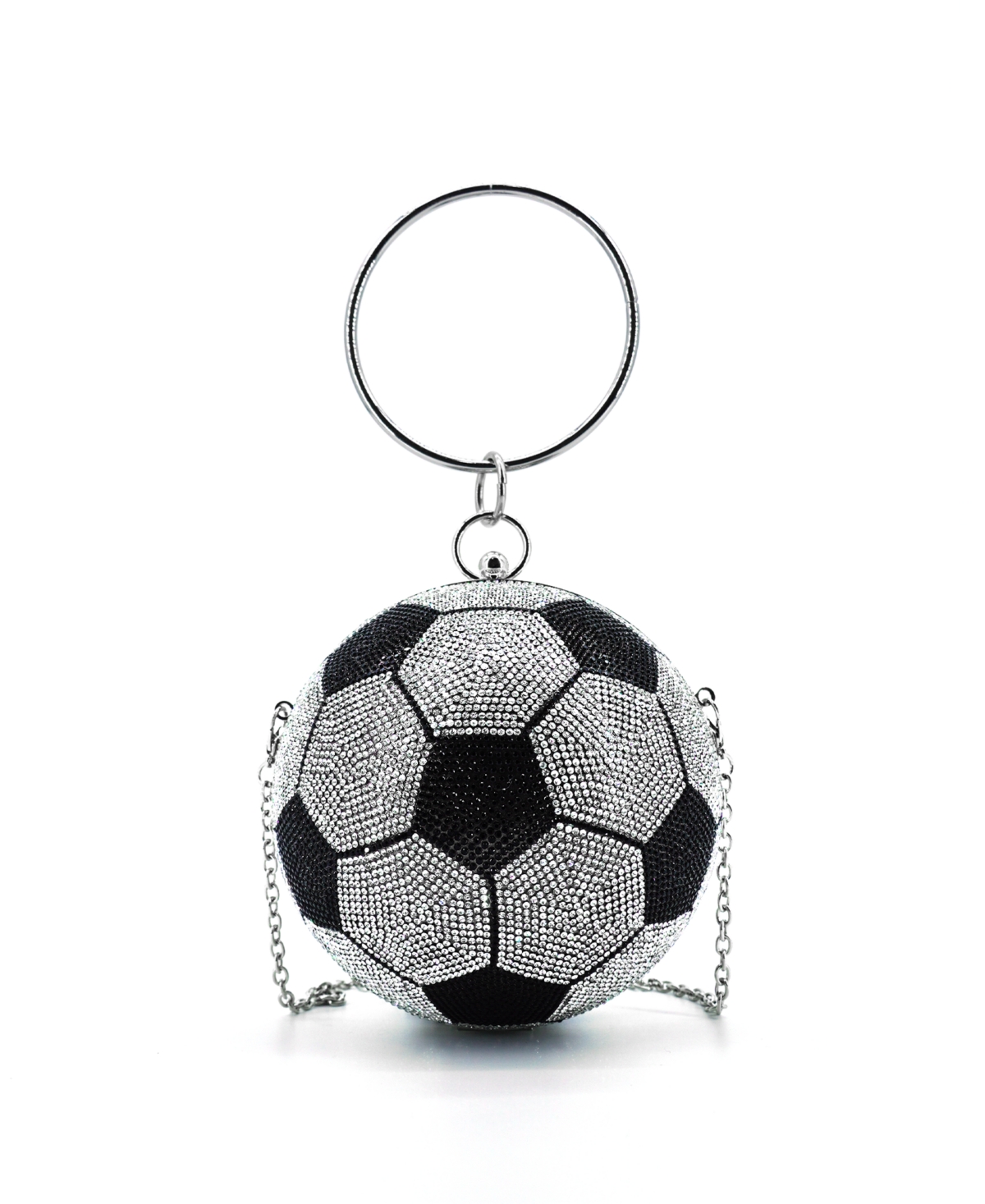 Like Dreams Striker Small Rhinestone Soccer Clutch Bag – Black