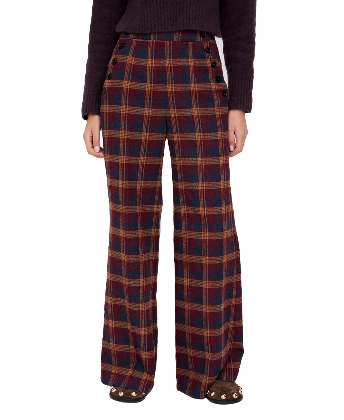 Lily and Lionel London Women’s Damson High Waisted Tartan Print Trouser – Burgundy Lily and Lionel London Women’s Damson High Waisted Tartan Print Trouser – Burgundy