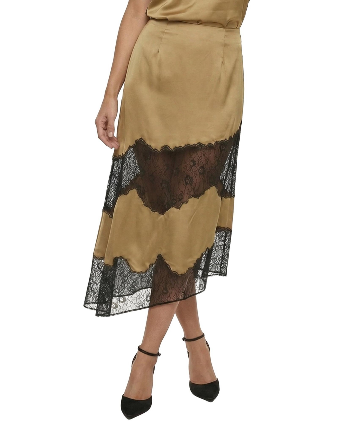 Lily and Lionel London Women’s Elenor Lace Insert Midi Skirt – Light green Lily and Lionel London Women’s Elenor Lace Insert Midi Skirt – Light green