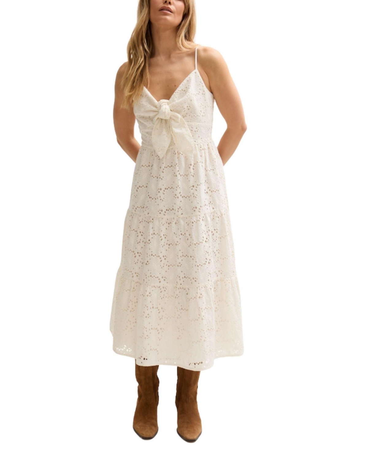 Lily and Lionel London Women’s Onita Tiered Broderie Anglaise Midi Dress – White