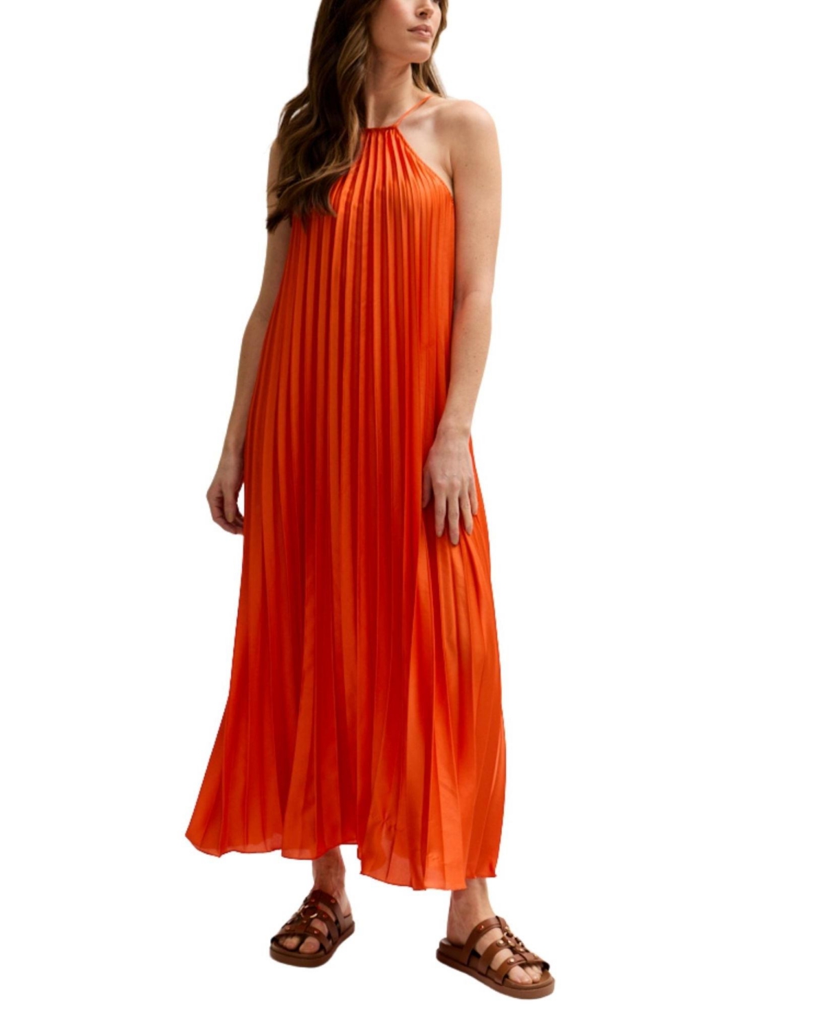 Lily and Lionel London Women’s Philomena Halter Neck Pleated Maxi Dress – Orange Lily and Lionel London Women’s Philomena Halter Neck Pleated Maxi Dress – Orange