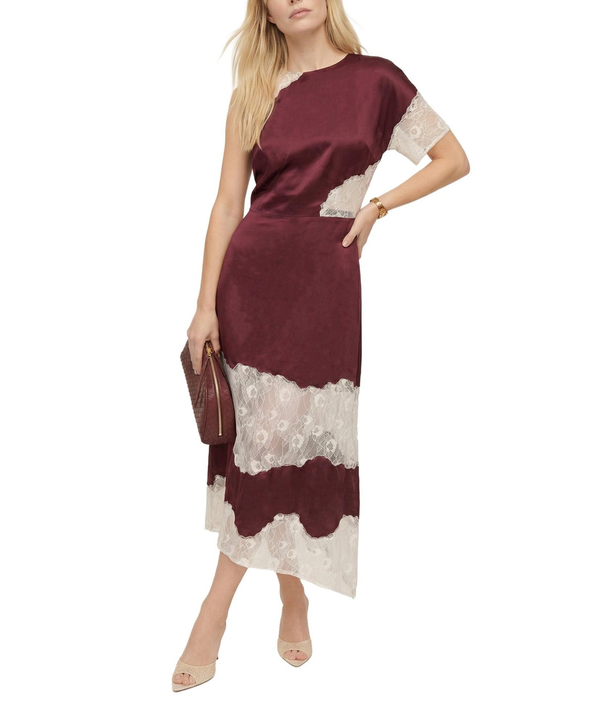 Lily and Lionel London Women’s Selma Lace Insert Maxi Dress – Burgundy