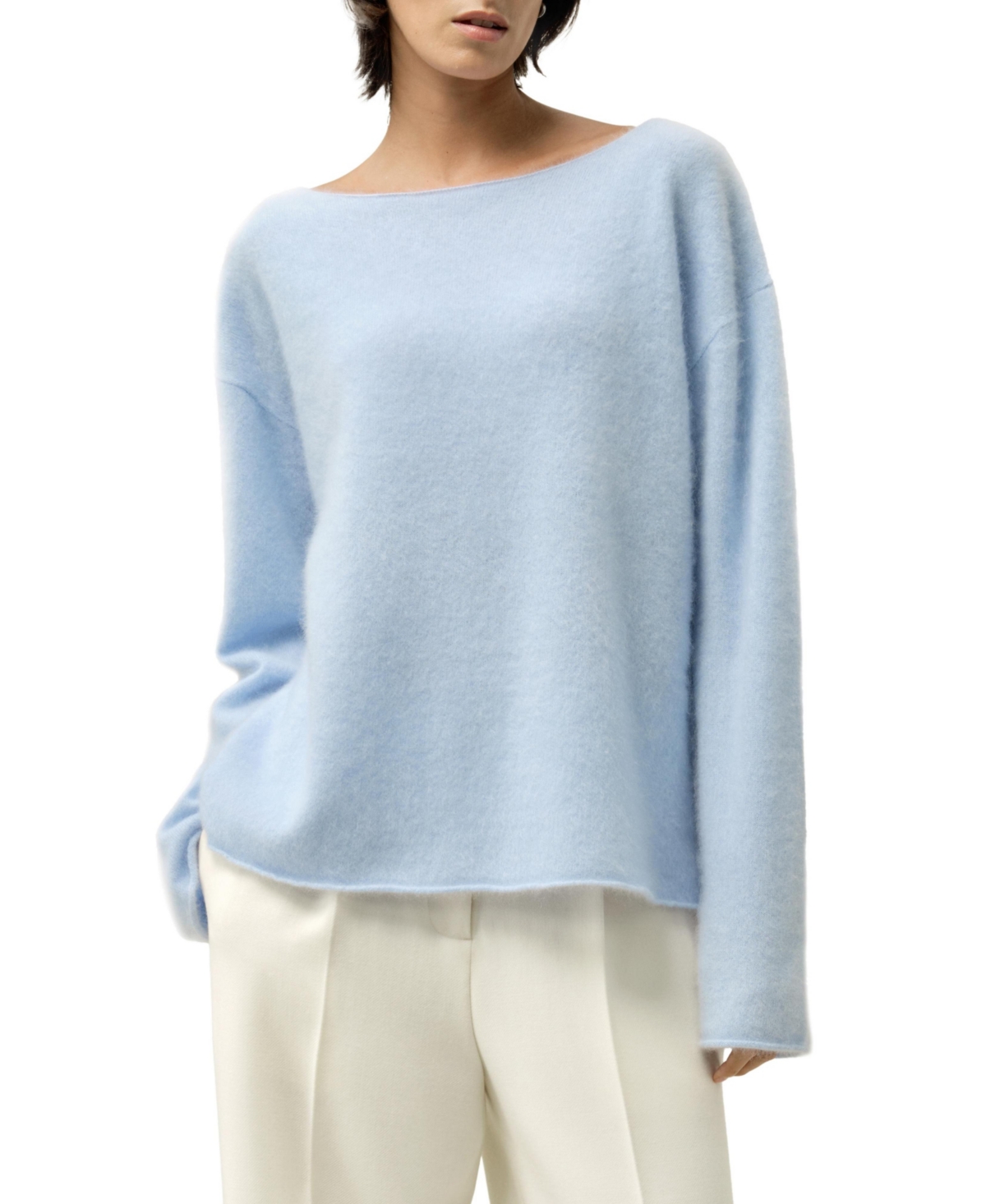 Lilysilk Women’s Boat-Neck Brushed Cashmere Sweater – Illusion blue Lilysilk Women’s Boat-Neck Brushed Cashmere Sweater – Illusion blue