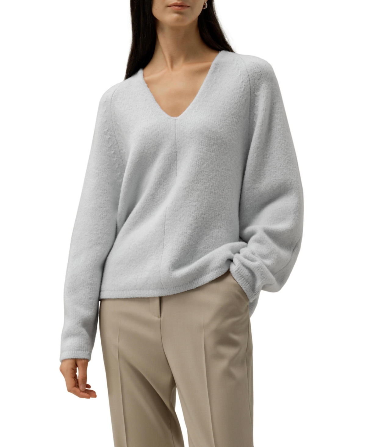 Lilysilk Women’s Boucle Knit Silk-Cashmere Sweater – Ice Lilysilk Women’s Boucle Knit Silk-Cashmere Sweater – Ice