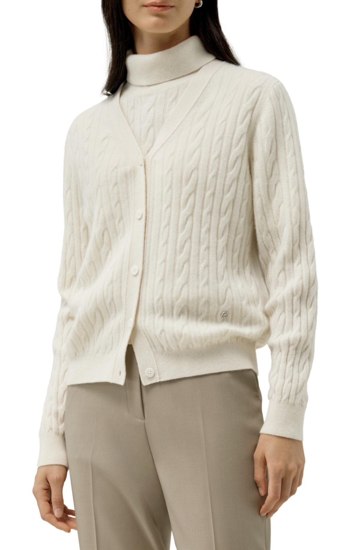 Lilysilk Women’s Cable-Knit Baby Cashmere Cardigan – Cloud Lilysilk Women’s Cable-Knit Baby Cashmere Cardigan – Cloud