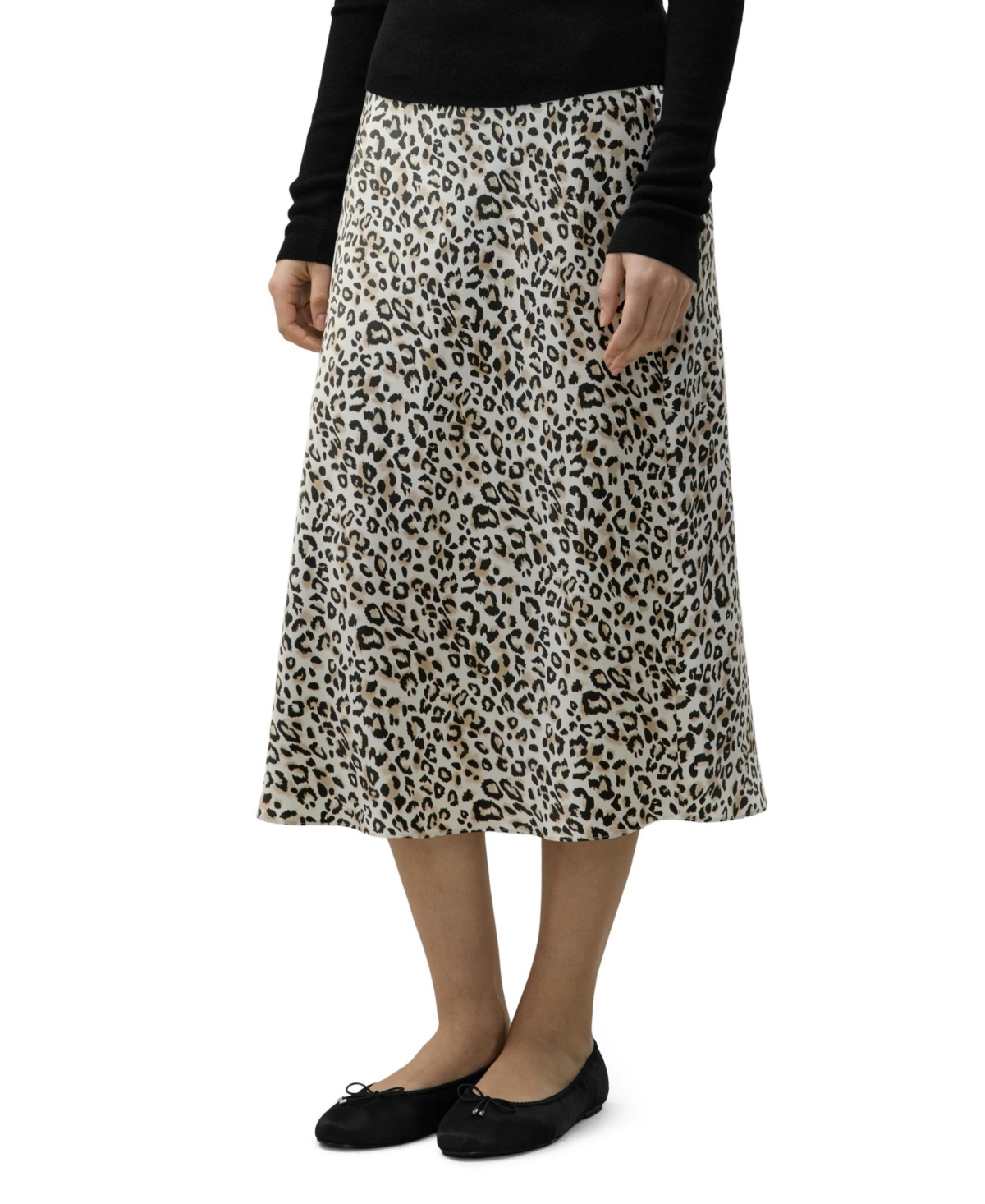 Lilysilk Women’s Leopard Print Bias-Cut A-Line Midi Silk Skirt – Dawn leopard