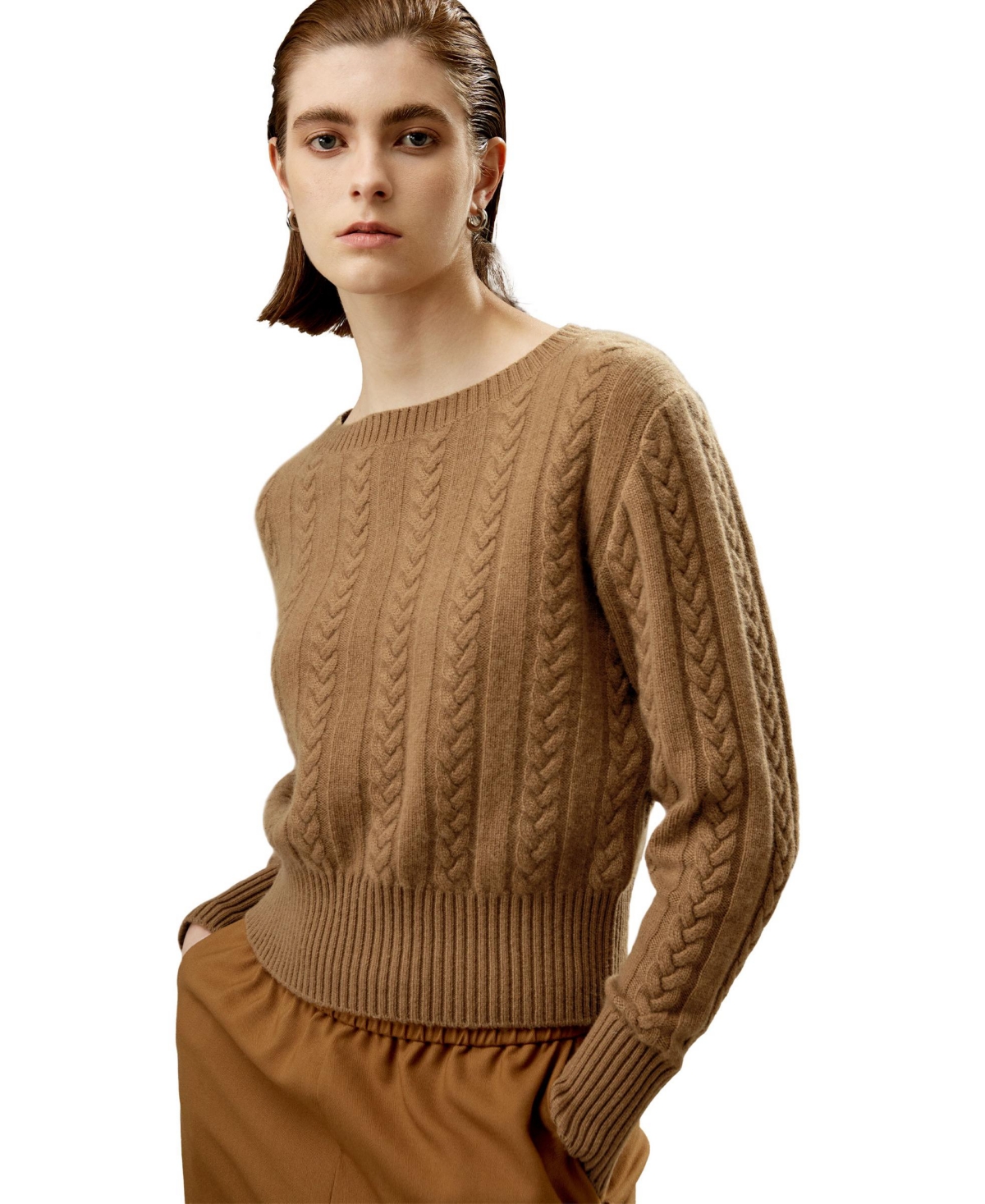 Lilysilk Women’s Pure Cashmere Drop Shoulder Crew Neck Sweater for Women – Toffee Lilysilk Women’s Pure Cashmere Drop Shoulder Crew Neck Sweater for Women – Toffee