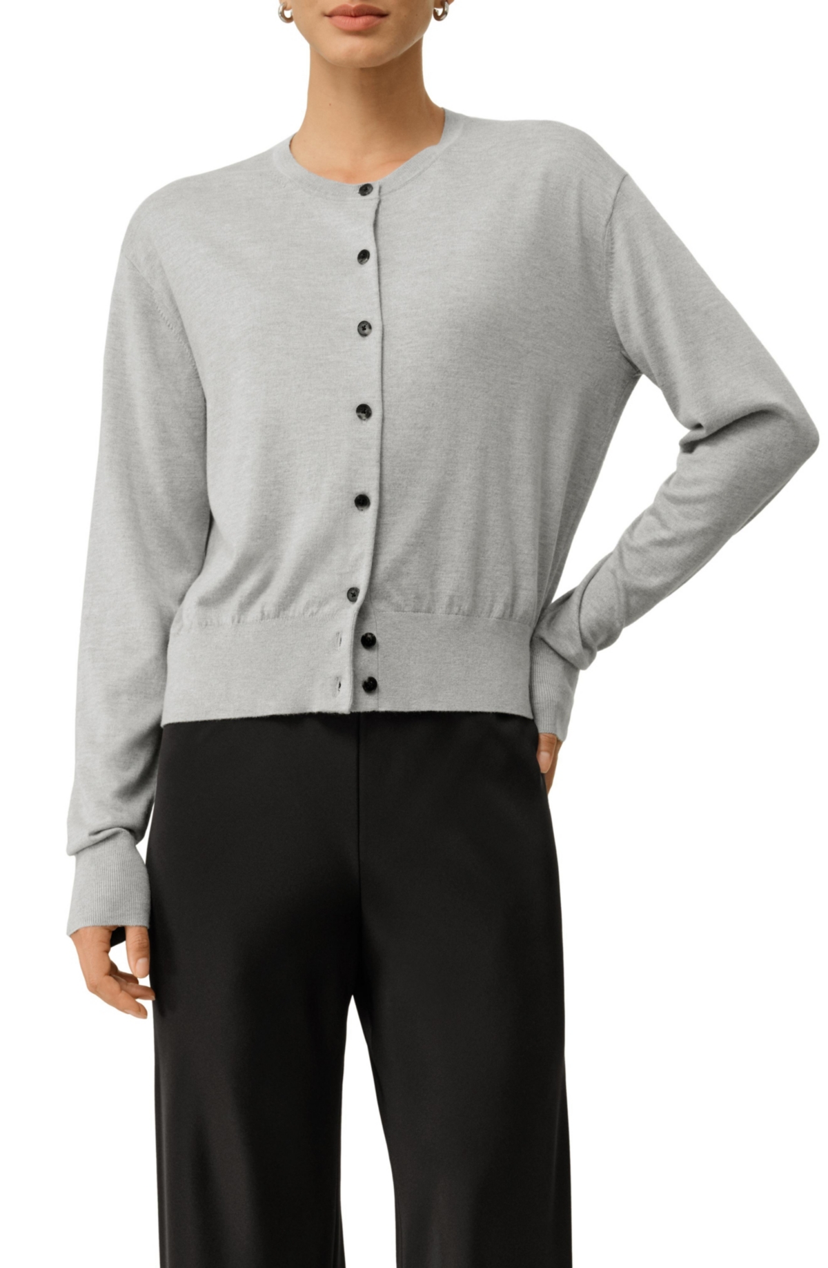 Lilysilk Women’s Round-Neck Silk Cashmere Cardigan – Foggy Lilysilk Women’s Round-Neck Silk Cashmere Cardigan – Foggy