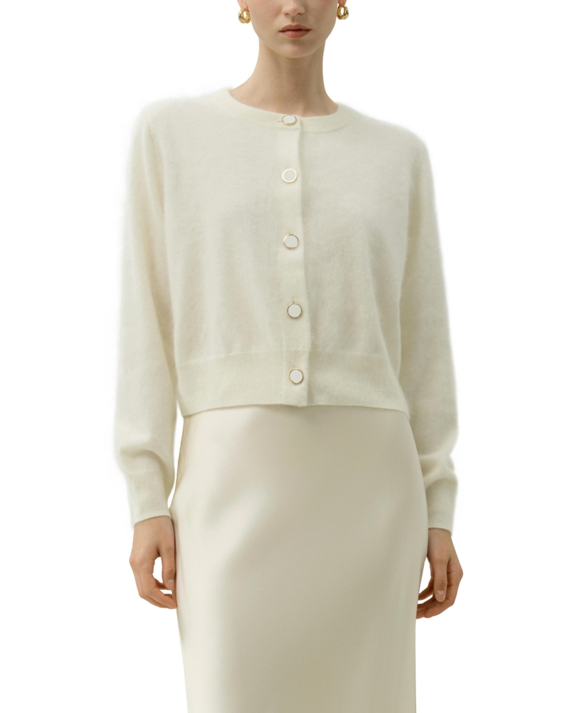 Lilysilk Women’s Ultra-Soft Brushed Cashmere Cardigan – White Lilysilk Women’s Ultra-Soft Brushed Cashmere Cardigan – White