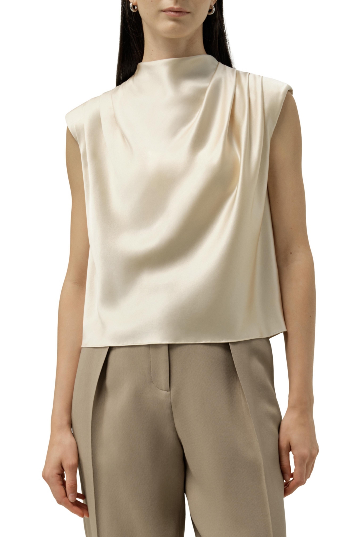 Lilysilk Women’s X Lydia Tomlinson Grace Top – Gravel gold