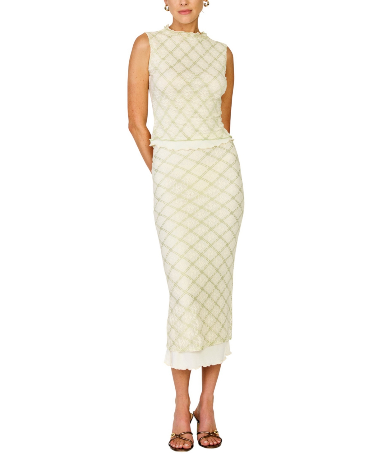 Line & Dot Women’s Norelle Midi Pencil Skirt – Cream Multi Line & Dot Women’s Norelle Midi Pencil Skirt – Cream Multi
