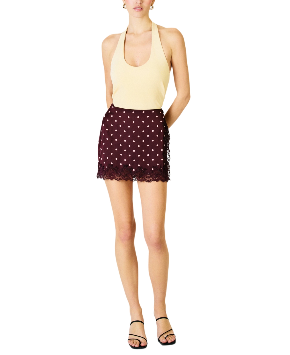 Line & Dot Women’s Raye Polka Dot Mini Skirt – Wine Line & Dot Women’s Raye Polka Dot Mini Skirt – Wine