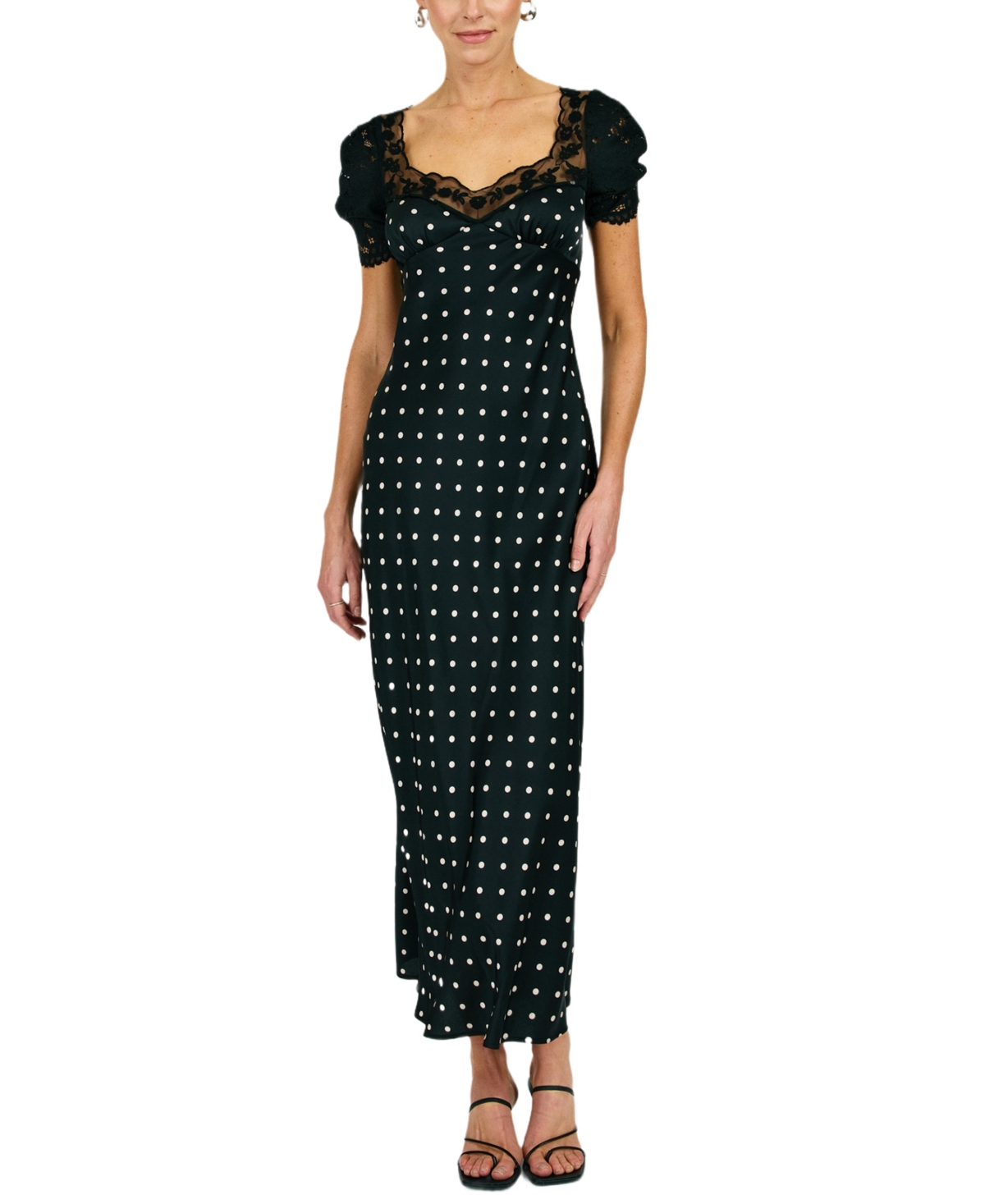 Line & Dot Women’s Sophie Polka Dot Lace Trim Maxi Dress – Black Line & Dot Women’s Sophie Polka Dot Lace Trim Maxi Dress – Black