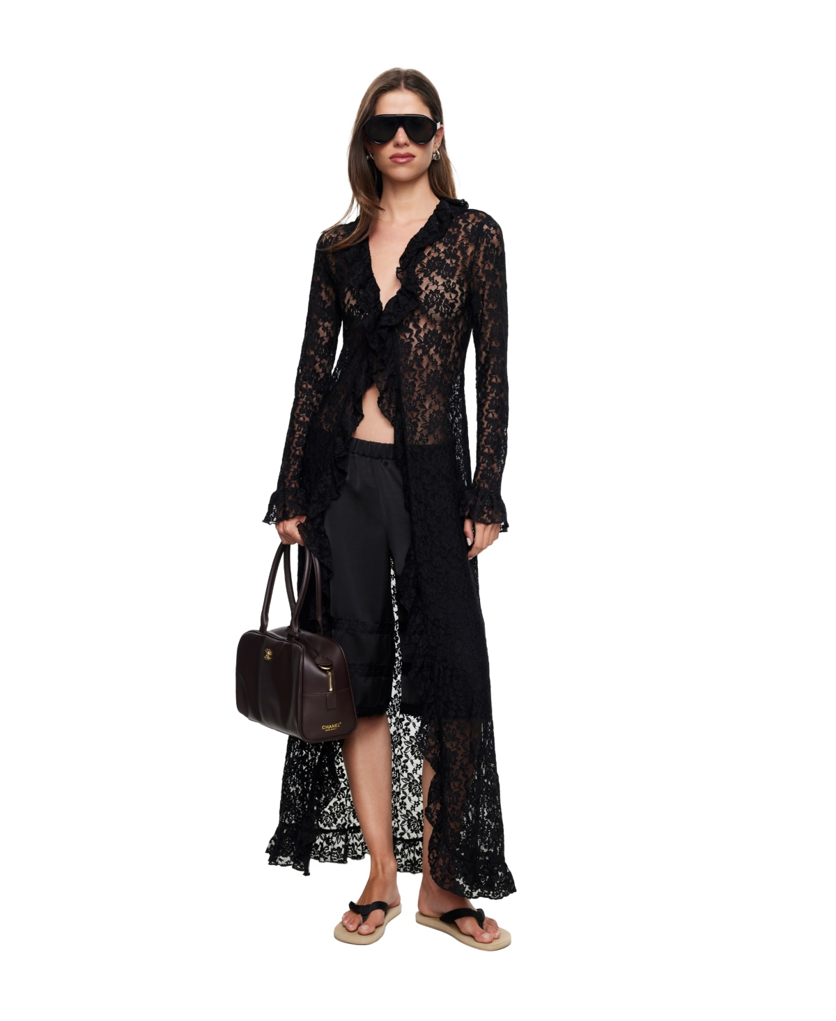 Lioness Women’s Long Nights Long-Sleeve Lace V-Neck Maxi Dress – Noir Lioness Women’s Long Nights Long-Sleeve Lace V-Neck Maxi Dress – Noir