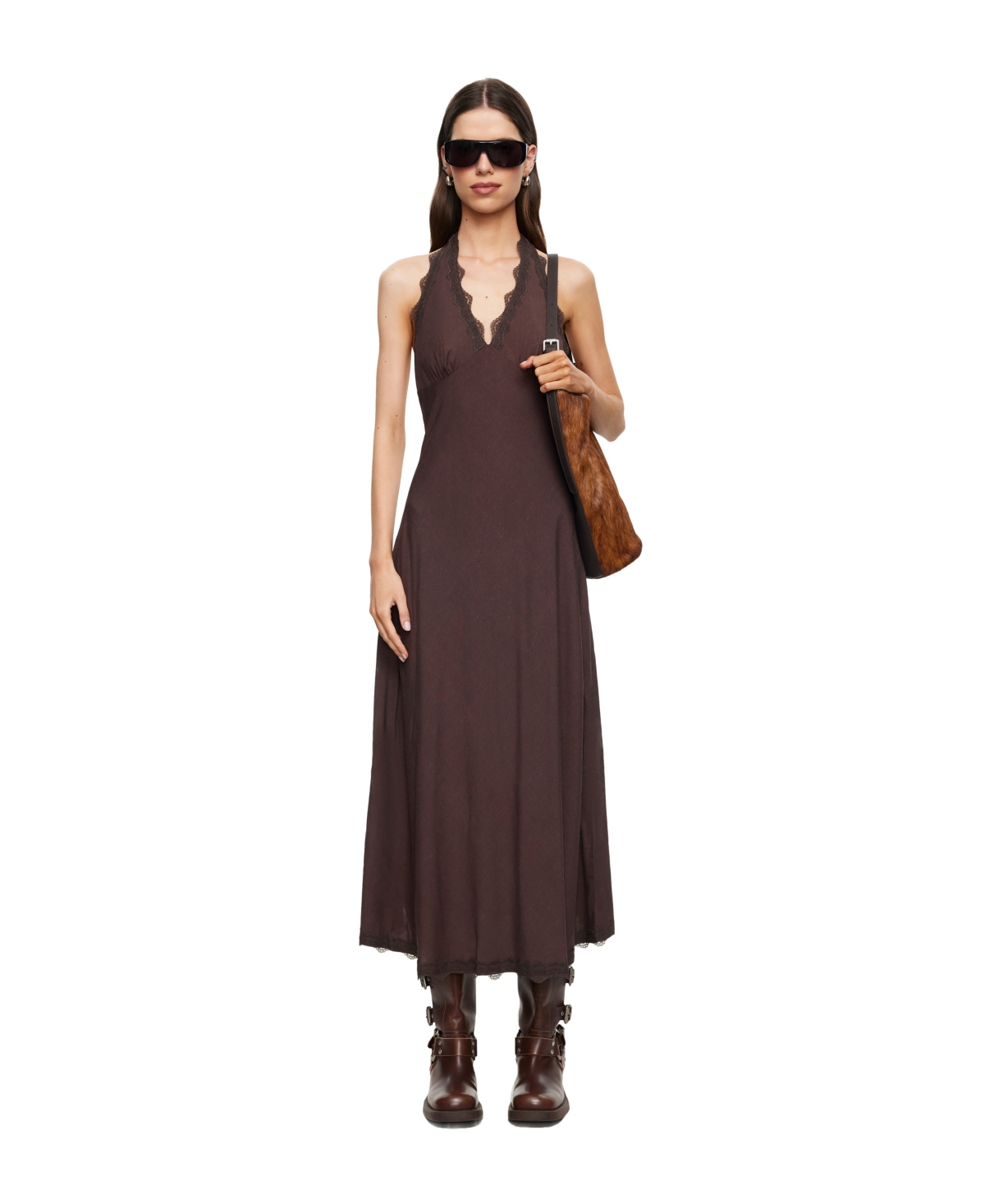 Lioness Women’s Sleeveless V-Neck Dress – Brown Lioness Women’s Sleeveless V-Neck Dress – Brown