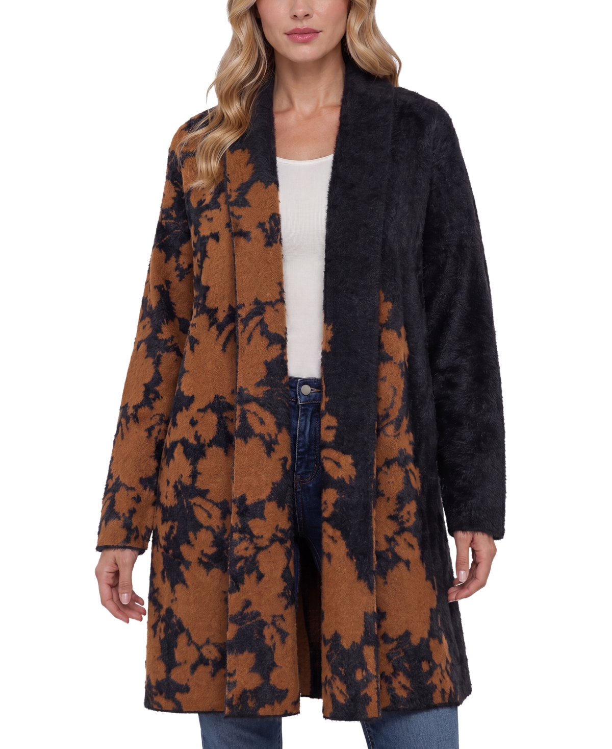 Liverpool Los Angeles Women’s Oversized Shawl-Collar Cardigan – Brown/black Floral Liverpool Los Angeles Women’s Oversized Shawl-Collar Cardigan – Brown/black Floral