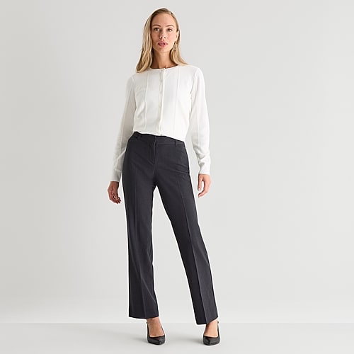 Liz Claiborne Audra Womens Straight Mid Rise Trouser, 2 Petite Short, Gray Liz Claiborne Audra Womens Straight Mid Rise Trouser, 2 Petite Short, Gray