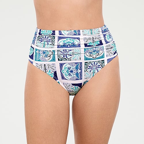 Liz Claiborne Womens Comfort Waistband Patchwork Moderate Coverage High Waist Bikini Swimsuit Bottom, 16, Blue Liz Claiborne Womens Comfort Waistband Patchwork Moderate Coverage High Waist Bikini Swimsuit Bottom, 16, Blue