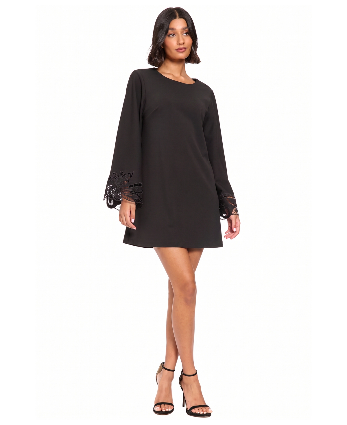 London Times Women’s Embroidered A-Line Bell Sleeve Dress – Black London Times Women’s Embroidered A-Line Bell Sleeve Dress – Black