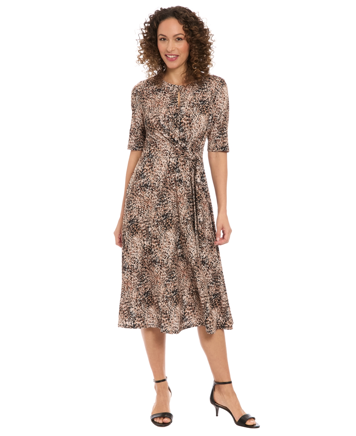London Times Women’s Keyhole Side Tie Dress – Brown London Times Women’s Keyhole Side Tie Dress – Brown