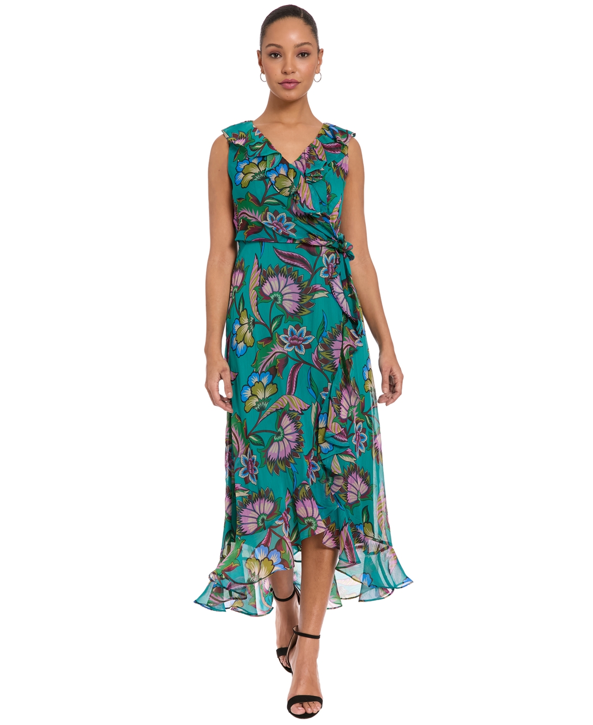 London Times Women’s V-Neck High-Low Dress – TEAL/BERRY London Times Women’s V-Neck High-Low Dress – TEAL/BERRY