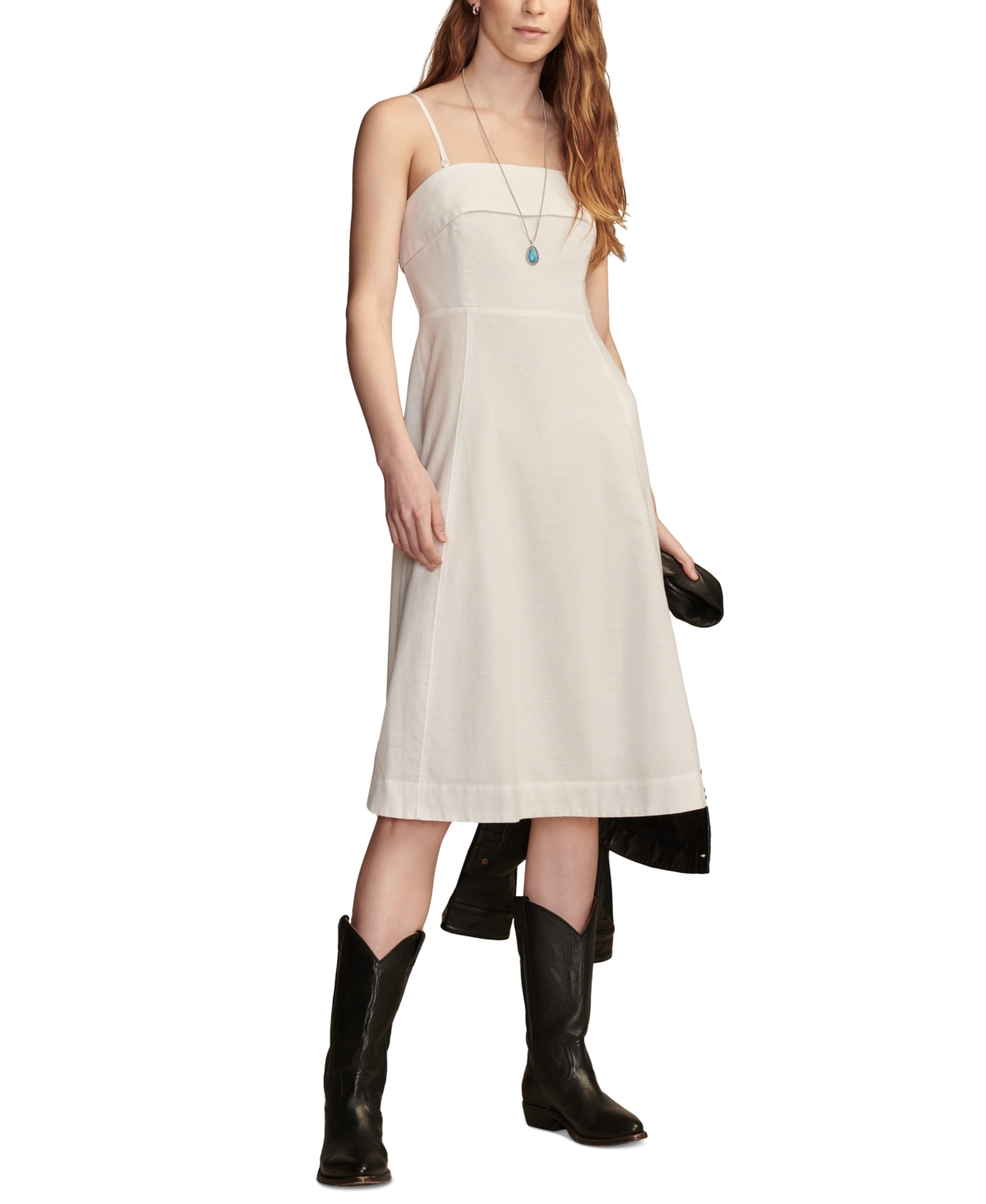 Lucky Brand Women’s Cotton Linen Sleeveless Midi Dress – Bright White Lucky Brand Women’s Cotton Linen Sleeveless Midi Dress – Bright White