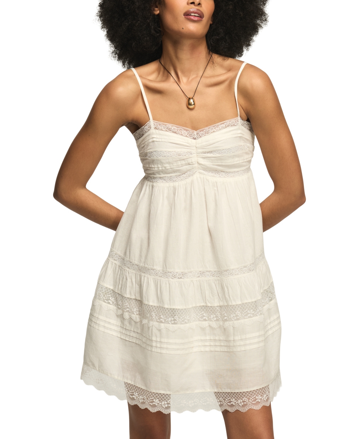 Lucky Brand Women’s Sleeveless Trim Mix Mini Dress – Whisper White Lucky Brand Women’s Sleeveless Trim Mix Mini Dress – Whisper White