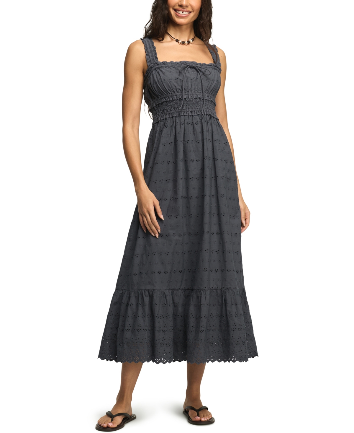Lucky Brand Women’s Smocked Waist Square Neck Midi Dress – Ombre Blue Lucky Brand Women’s Smocked Waist Square Neck Midi Dress – Ombre Blue