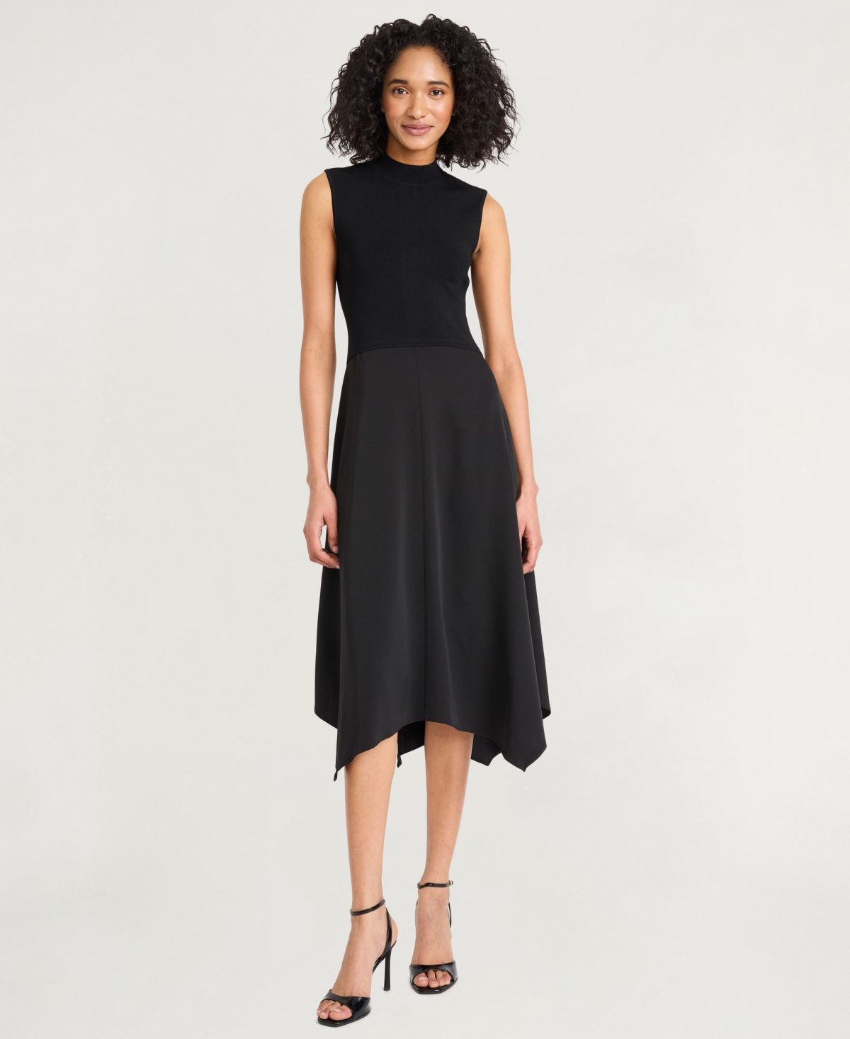 Luxely Women’s Crepe Mock-Neck Sleeveless Midi Dress – Black Luxely Women’s Crepe Mock-Neck Sleeveless Midi Dress – Black