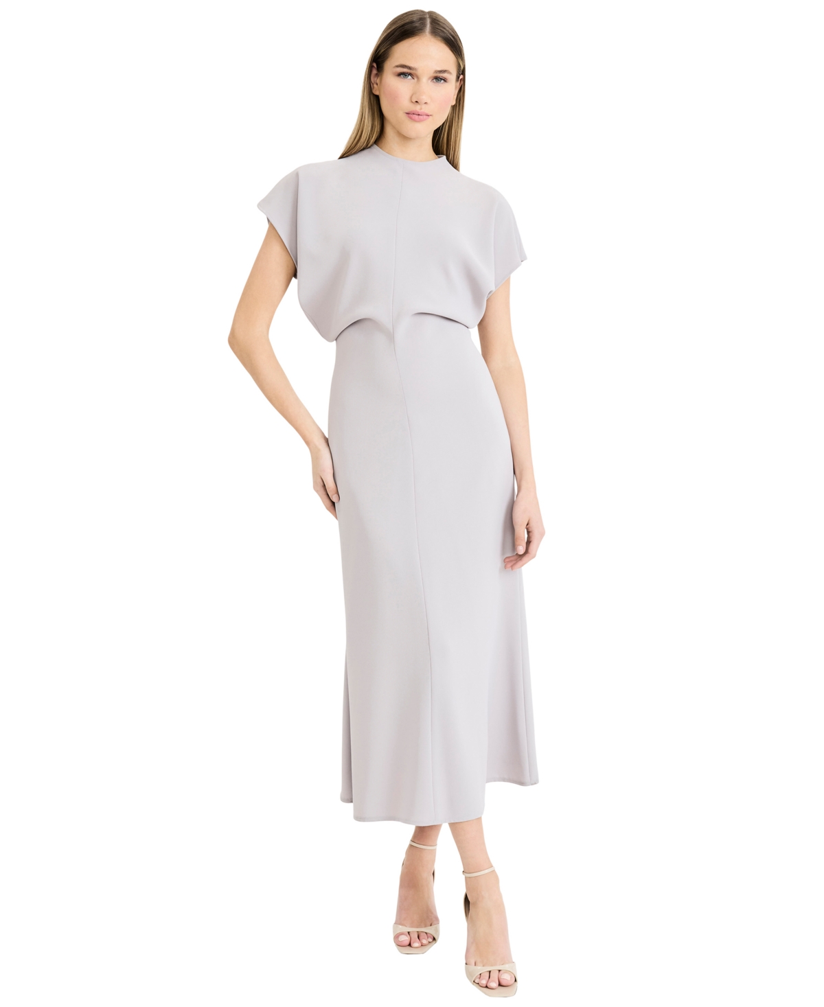 Luxely Women’s Draped Dolman-Sleeve Midi Dress – Dove Grey Luxely Women’s Draped Dolman-Sleeve Midi Dress – Dove Grey