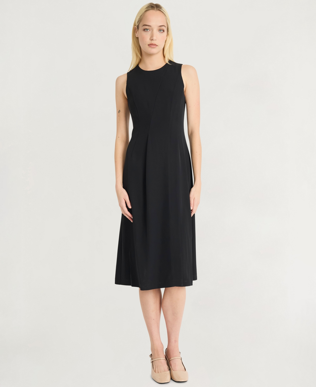 Luxely Women’s Sleeveless Seam Detail Midi Dress – Meteorite