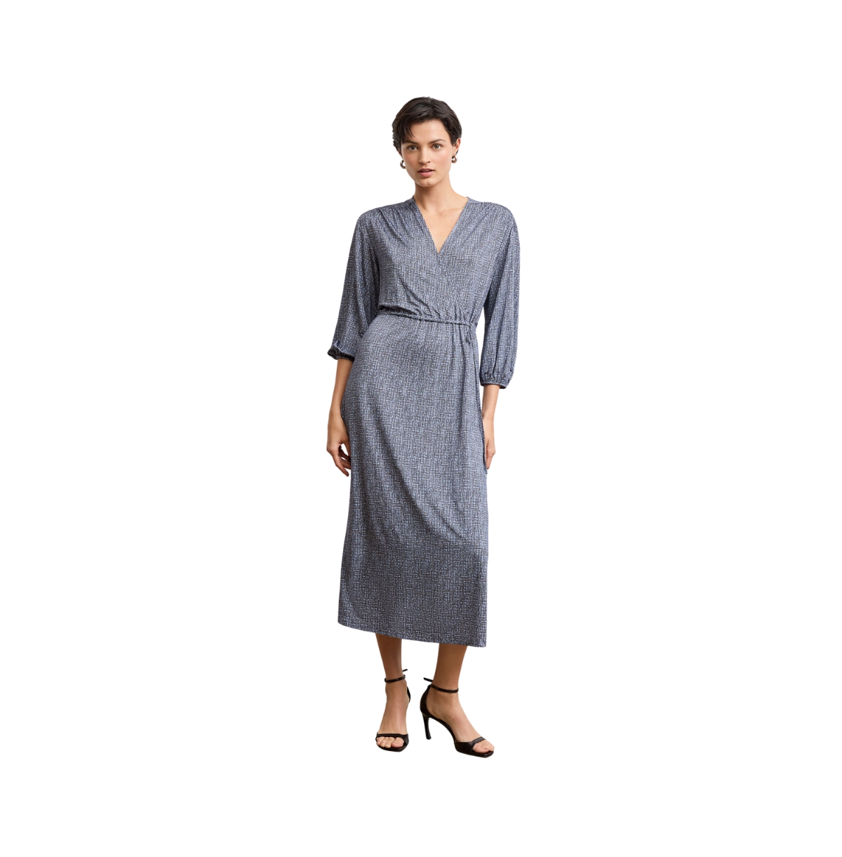 M.m.LaFleur Women’s Hope Wrap Dress – Printed Jersey – Blueprint sketch