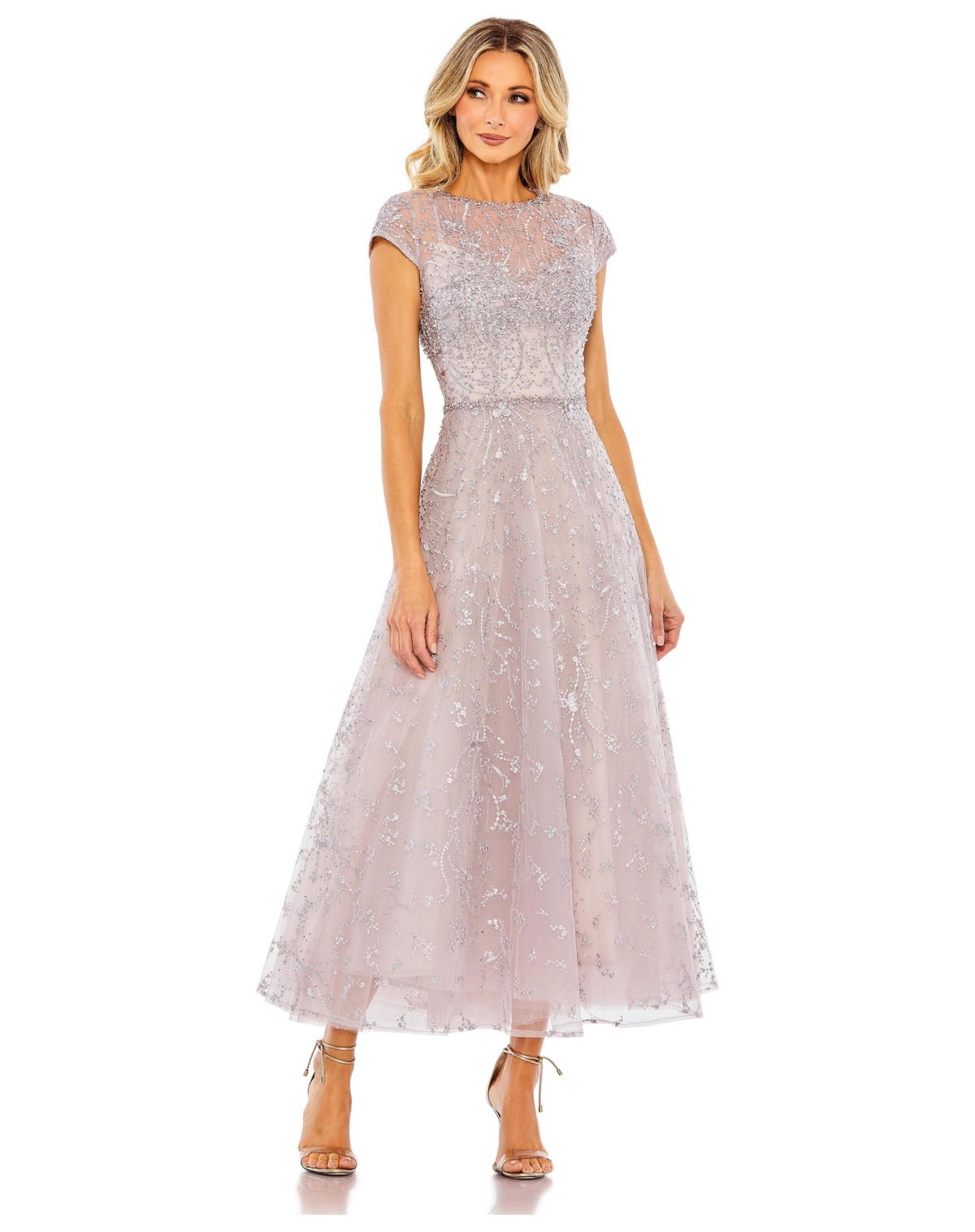 Mac Duggal Women’s Embellished High Neck Cap Sleeve A Line Dress – Lilac Mac Duggal Women’s Embellished High Neck Cap Sleeve A Line Dress – Lilac