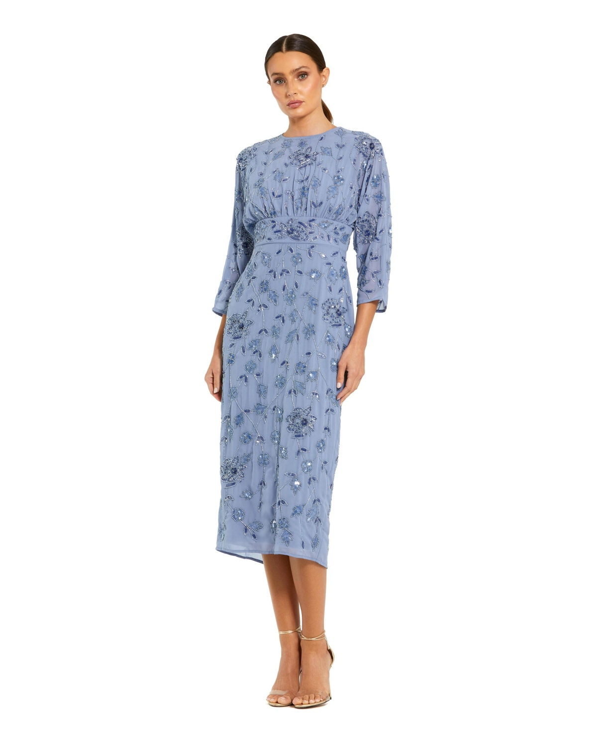 Mac Duggal Women’s Floral Embellished Georgette Blouson Midi Dress – Twilight Mac Duggal Women’s Floral Embellished Georgette Blouson Midi Dress – Twilight