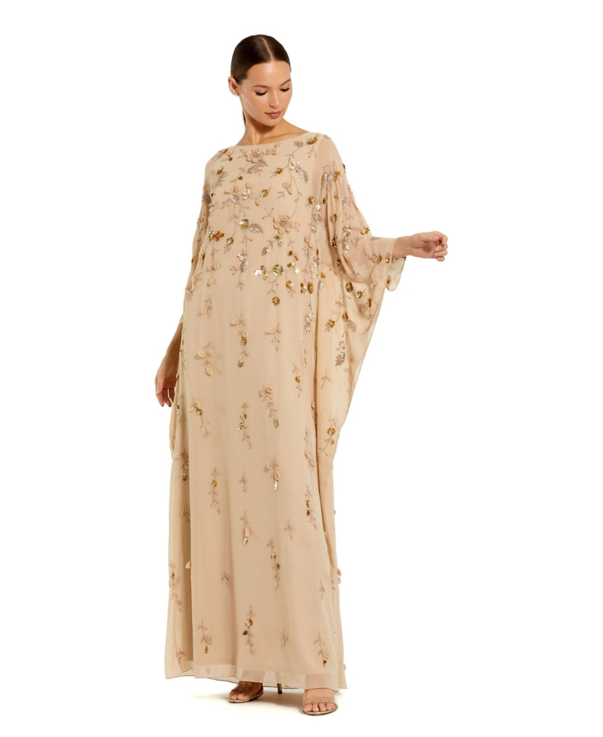 Mac Duggal Women’s Floral Embellished Trapeze Dress – Nude gold Mac Duggal Women’s Floral Embellished Trapeze Dress – Nude gold