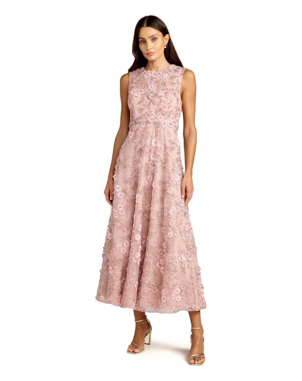 Mac Duggal Women’s Floral Embroidered High Neck Midi Dress – Rose Mac Duggal Women’s Floral Embroidered High Neck Midi Dress – Rose